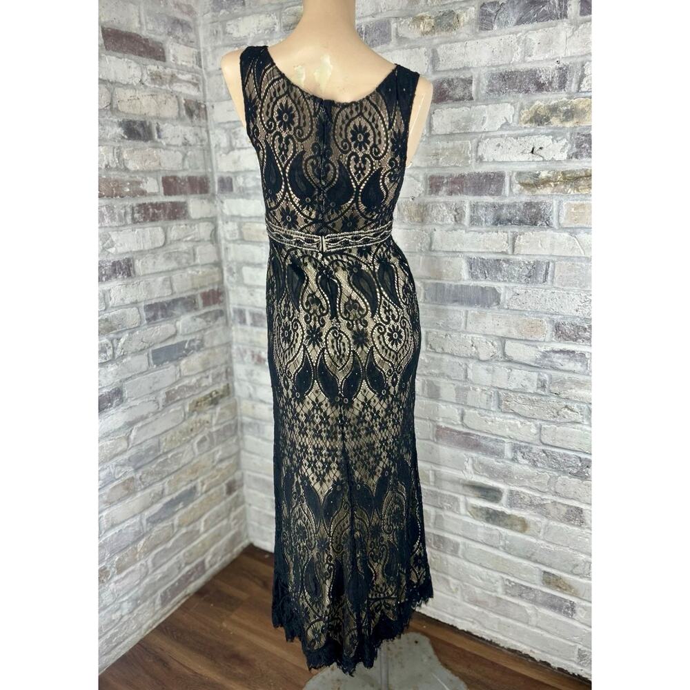 Vintage Dave & Johnny Black Lace Beaded Mermaid Maxi Gown Formal Prom Dress 1/2 - Picture 5 of 11